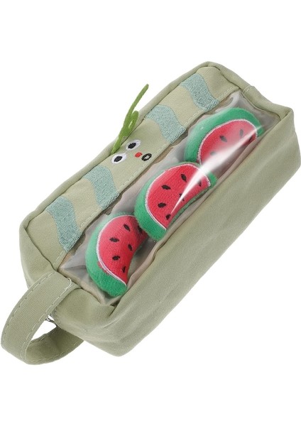 Heamor Meyve Kalem Kutusu Karpuz Kalem Çantası Tuval Büyük Sevimli Makyaj Fırçası Kılıfı Kalem Çantası Makyaj Kozmetik Çantası Kutusu Organizatör Yeşil Büyük Kalem Çantası (Yurt Dışından)