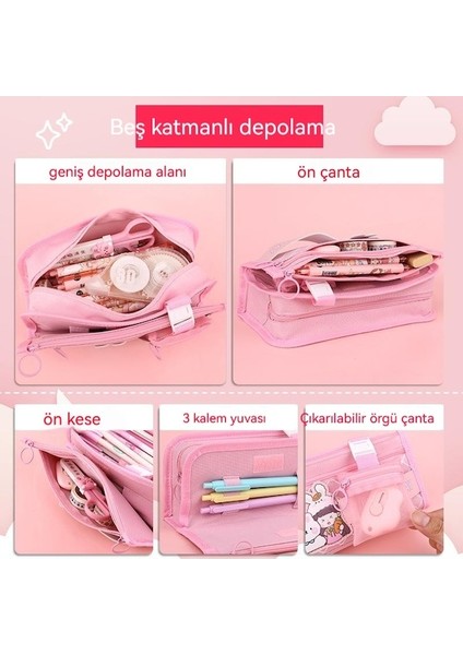 Ilkokul ve Ortaokul Kızları Için Sevimli Karikatür Büyük Kapasiteli Kalem Çantası (Yurt Dışından) fırsatları