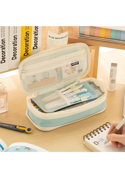 Büyük Kapasiteli Kalem Kutusu Büyük Kalem Kılıfı Kırtasiye Kalem Çantası-Açık Mavi (Yurt Dışından) indirimleri
