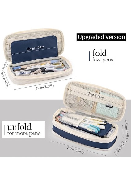 Büyük Kapasiteli Kalem Kutusu Büyük Kalem Kılıfı Kırtasiye Kalem Çantası-Koyu Mavi (Yurt Dışından) fiyatları