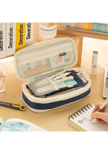 Büyük Kapasiteli Kalem Kutusu Büyük Kalem Kılıfı Kırtasiye Kalem Çantası-Koyu Mavi (Yurt Dışından) fırsatları