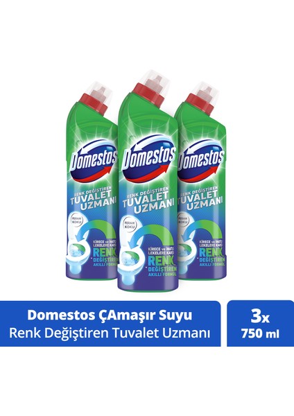 Tuvalet Temizleyici Renk Değiştiren Tuvalet Uzmanı Kireç Çözücü 750 ml X3