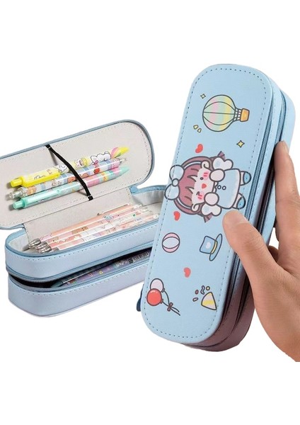 Haiyaao BD02 Şeffaf Büyük Kapasiteli Kalem Kutusu, Mavi (Yurt Dışından)