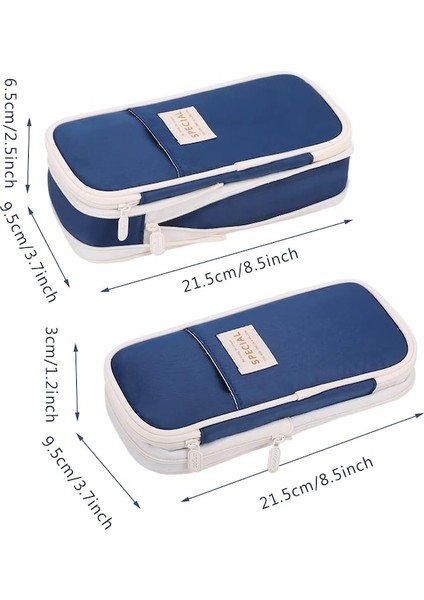 Büyük Kalem Kılıfı Büyük Kapasiteli Kalem Kutusu Kırtasiye Kalem Çantası Katlanabilir Kalem Saklama Çantası Kozmetik Makyaj Çantaları-Lacivert (Yurt Dışından) fırsatları