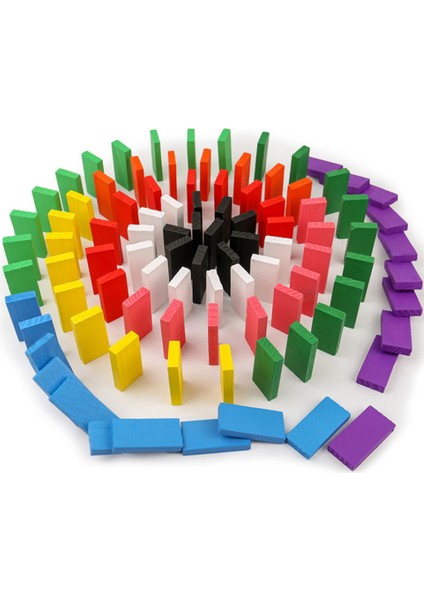 120 Adet Ahşap Gökkuşağı Domino Ralli Blokları Istifleme Binası Eğitici Oyuncak (Yurt Dışından)