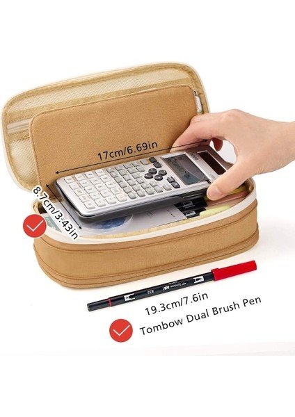 Büyük Kapasiteli Kalem Kutusu Büyük Depolama Kapasiteli Kalem Çantası Kılıfı Tutucu Çanta Organizatör-Haki (Yurt Dışından) fırsatları