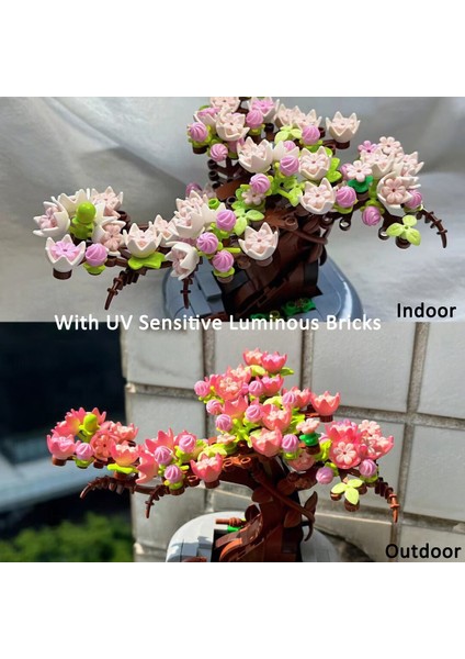 Mini Bonsai Yapı Taşları Çiçekler Dıy Yaratıcı Etli Kiraz Çiçekleri Bitki Saksı Buket Tuğla Saksı Süsler Oyuncak Hediye (Yurt Dışından)