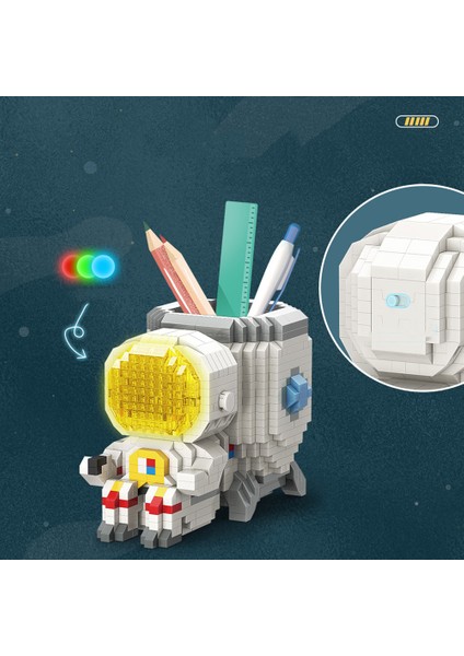 Gc Karikatür Astronot Yapı Taşları Kalem Konteyner Tutucu Mikro Elmas Küçük Parçacıklar Monte Yapı Taşları Hediyeler Için (Yurt Dışından)