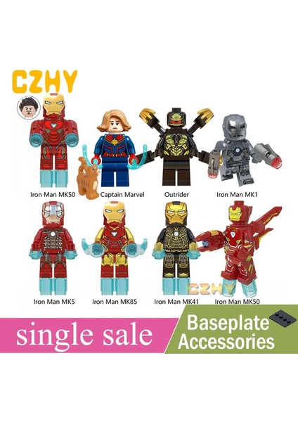 Kaptan Marvel Minifigures Süper Kahramanlar Outrider Iron Man MK50 Mk1 Mk5 MK85 MK41 Yapı Taşları Modeli Tuğla Setleri Oyuncaklar Ldren Için WM6055 (Yurt Dışından)