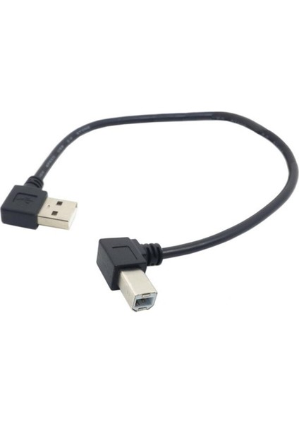 90 Derece Sol Açılı USB 2.0 A Erkek Sola Açılı USB 2.0 B Erkek Tarayıcı Yazıcı Kablosu 20 cm (Yurt Dışından)