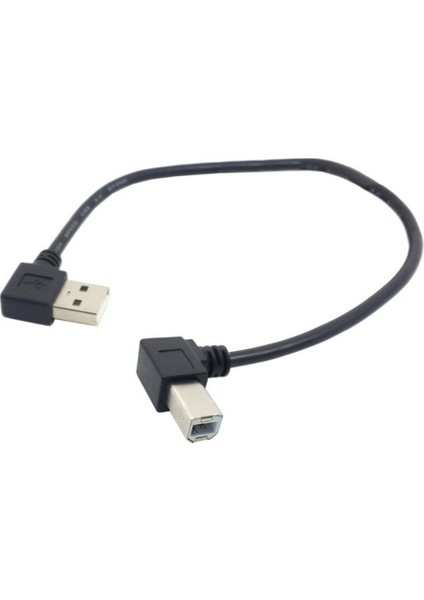 90 Derece Sol Açılı USB 2.0 A Erkek Sola Açılı USB 2.0 B Erkek Tarayıcı Yazıcı Kablosu 20 cm (Yurt Dışından)