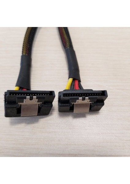 Psu 4pin Ide Molex Çift 90 Derece Aşağı Açı 15PIN Sata Güç Kablo Kordonu 18AWG Tel HDD SSD Pc Dıy (Yurt Dışından)