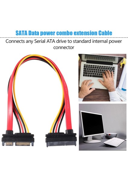 7 + 15 Pin Seri Sata Veri Güç Açılan Uzatma Kablosu 1 Adet Seri Güç Adaptörü Kablosu Sıcak Satış Ta Sata HDD Kablosuna (Yurt Dışından)