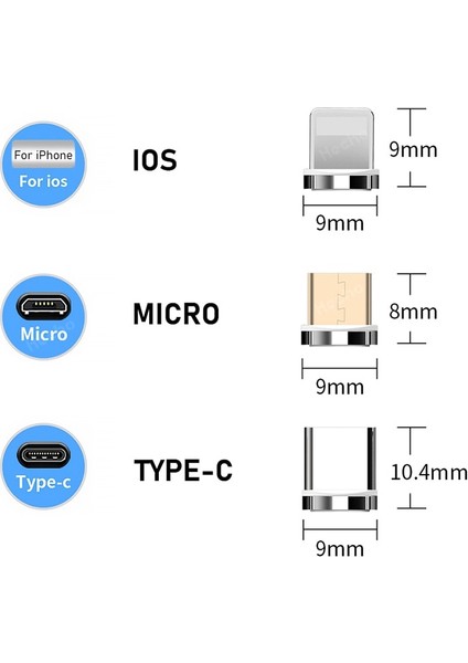 3A Yuvarlak Manyetik Kablo Fişi Tip C Mikro USB C Fişler iPhone Xiaomi Tip C Dönüştürücü Şarj Kablosu Adaptörü (Yurt Dışından) fırsatları