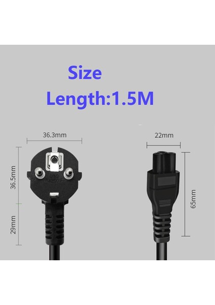1.5 M Ab Evrensel Dizüstü Bilgisayar Güç Adaptör Kablosu Kablosu 3-Pin Şarj Fişi Hp Dell Toshiba Sony Asus Lenovo Samsung Dizüstü Bilgisayar (Yurt Dışından)
