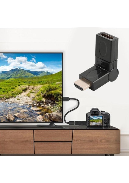 Her Yönüyle 360 Derece Dönebilen Döner 4K 3D HDMI Uyumlu Erkek - Dişi Ayarlanabilir Kablo Adaptörü Dönüştürücü Konektörü (Yurt Dışından)