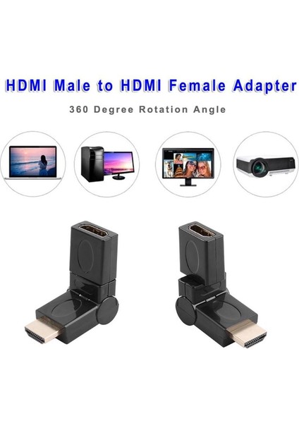 Her Yönüyle 360 Derece Dönebilen Döner 4K 3D HDMI Uyumlu Erkek - Dişi Ayarlanabilir Kablo Adaptörü Dönüştürücü Konektörü (Yurt Dışından)