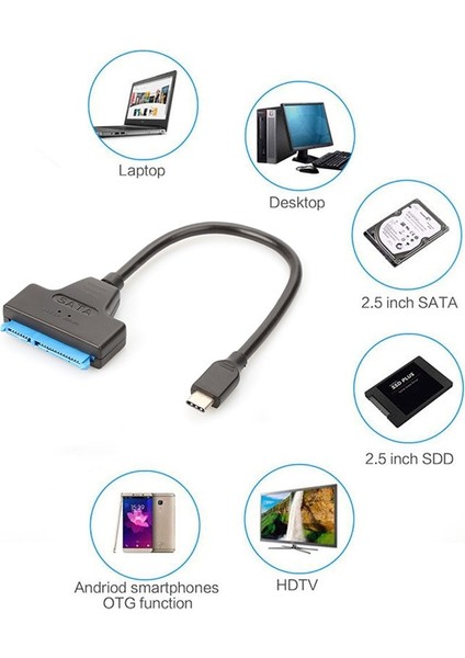 Laptop Connect 2.5 Için Sata - USB Tip C Adaptör Kablosu Dönüştürücü (Yurt Dışından)