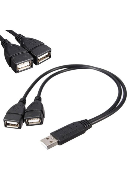 USB 2.0 A Erkek 2 Çift Dişi Jack Y Splitter Dönüştürücü Hub Kablo Adaptörü Güç Şarj Cihazı Bir-Iki Uzatma Hattı Genişletilmiş Kablo (Yurt Dışından)