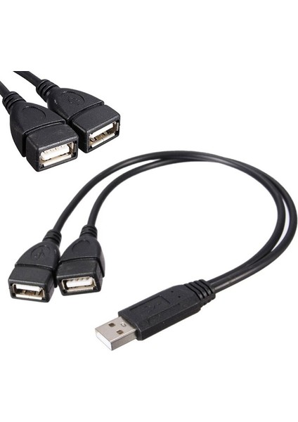 USB 2.0 A Erkek 2 Çift Dişi Jack Y Splitter Dönüştürücü Hub Kablo Adaptörü Güç Şarj Cihazı Bir-Iki Uzatma Hattı Genişletilmiş Kablo (Yurt Dışından)