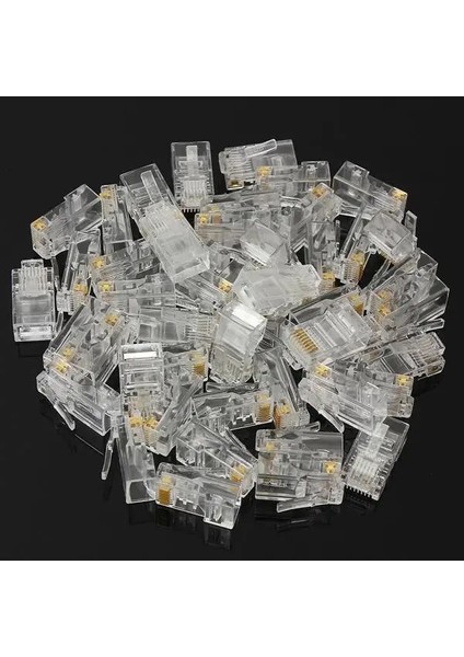 50 Adet/grup RJ45 Rj-45 Cat5 CAT5E Modüler Kablo Kafa Fişi Ethernet Altın Kaplama Ağ Konektörü En Iyi Promosyon (Yurt Dışından) fırsatları