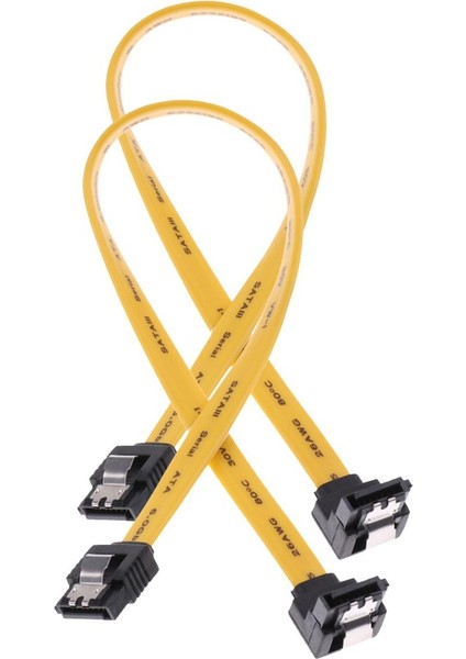 2x Sata Iıı Veri Sürücü Kablosu 6,0 Gbps, Kilitleme Mandallı 11,8 Inç/30 cm 90 Derece (Yurt Dışından)