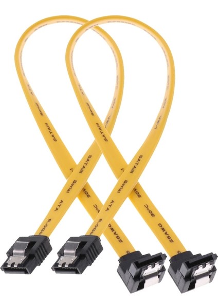 2x Sata Iıı Veri Sürücü Kablosu 6,0 Gbps, Kilitleme Mandallı 11,8 Inç/30 cm 90 Derece (Yurt Dışından)