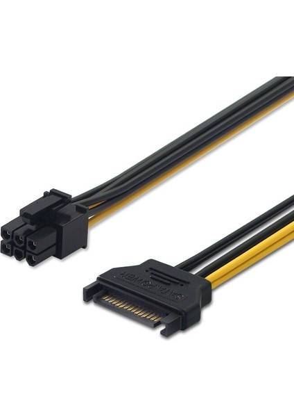 Madencilik Yükseltici Kart Için Ult-Best Sata Kablosu Sata 15PIN 6 Pin Pcı-Express Grafik Güç Konektörü Besleme Kablosu Adaptörü 20 cm (Yurt Dışından)