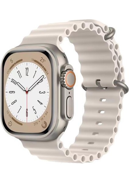 Apple Watch 38MM / 40MM / 41MM Uyumlu Akıllı Saat Kordonu Bej