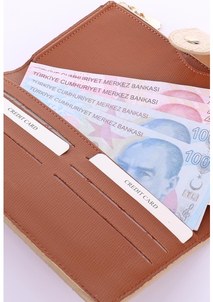 Delmare Gofraj Kadın Fermuarlı ve Çıtçıtlı Cüzdan