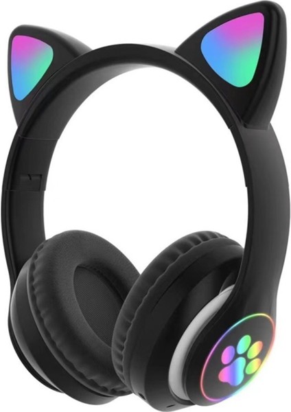 Kablosuz Bluetooth Kulaklık Kulaklık LED Işık Up Kedi Kulakları Sevimli Kedi Paws Moda (Yurt Dışından)