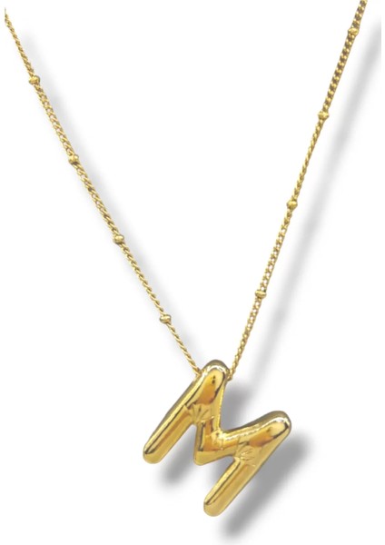 Çelik Balon M Harf Kolye