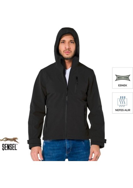 , Softshell Mont, Siyah -91E2550- Su İtici,Rüzgar Geçirmez