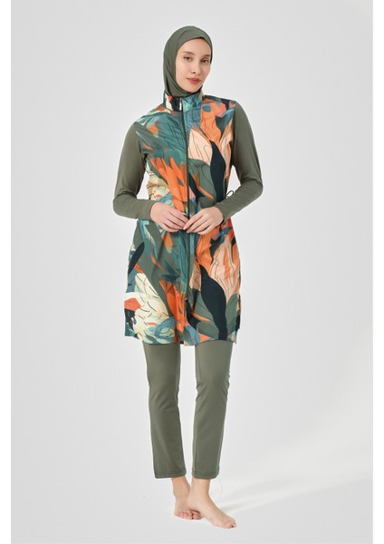 Doğa Desenli Tesettür Mayo