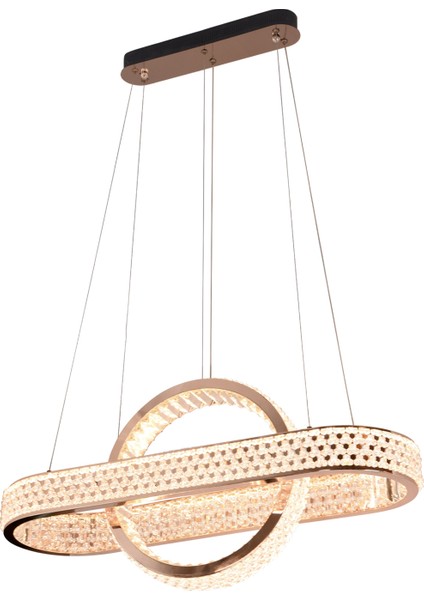 Yoko Yemek Masası Üstü Gold Kaplamalı 70 Watt LED Sarkıt Modern Tasarım Mutfak Salon 3 Renk Ledli Avize