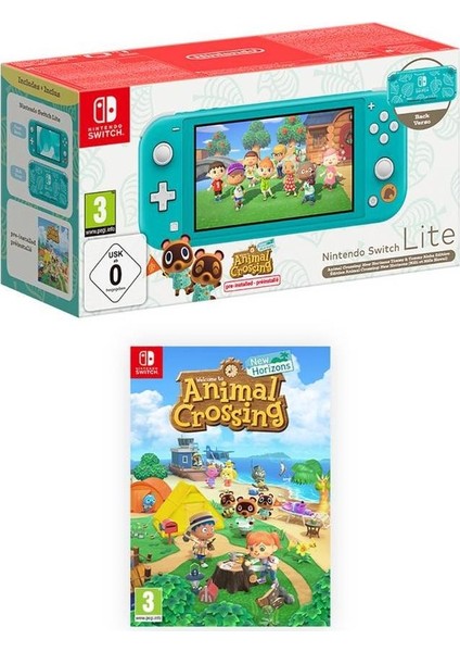 Switch Lite Konsol Animal Crossing New Horizons Turkuaz Timmy & Tommy Aloha Edition