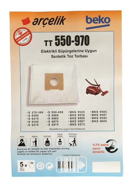X-Bag Arçelik Beko Tt 550 Süpürge Toz Torbası