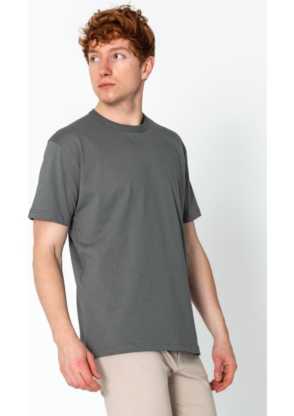 Erkek Fit Kalın Penye Rahat Sade Klasik T-Shirt fırsatları