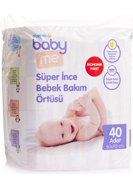 Baby Me Süper İnce Alt Değiştirme Örtüsü 60 X 90 Cm 40 Adet