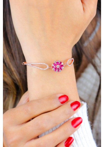 Lotus Yakut Taşlı Roslu 925 Ayar Gümüş Kadın Bileklik 201022953