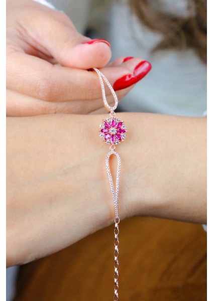 Lotus Yakut Taşlı Roslu 925 Ayar Gümüş Kadın Bileklik 201022953 modelleri