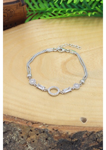 Daire Model Zirkon Taşlı 925 Ayar Gümüş Kadın Bileklik 201022942 fiyatları