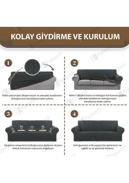 Antrasit Likrali Esnek Tek Kişilik Koltuk Örtüsü Streç Lastikli Berjer Kanepe kılıfı Modern Koltuk Kılıfı