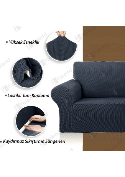 Antrasit Likrali Esnek Tek Kişilik Koltuk Örtüsü Streç Lastikli Berjer Kanepe kılıfı Modern Koltuk Kılıfı