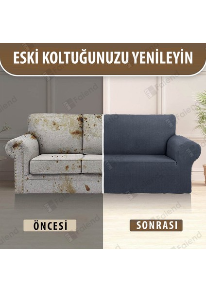 Antrasit Likrali Esnek Tek Kişilik Koltuk Örtüsü Streç Lastikli Berjer Kanepe kılıfı Modern Koltuk Kılıfı