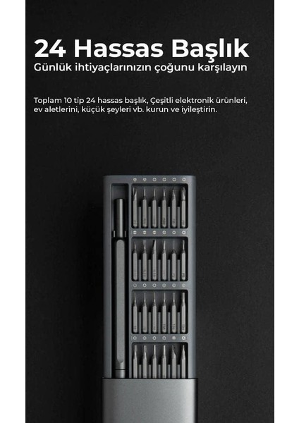24'lü Hassas Mıknatıslı Çoklu Tornavida Seti Elektronik Saat Bilgisayar Tamir Tornavidası - PDA00006