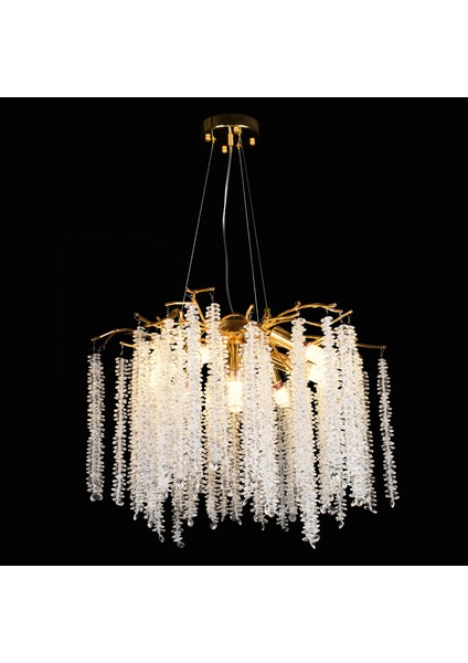 Dina Serip Gold Kaplamalı Modern Tasarım Salon Kristal Sarkıt Avize