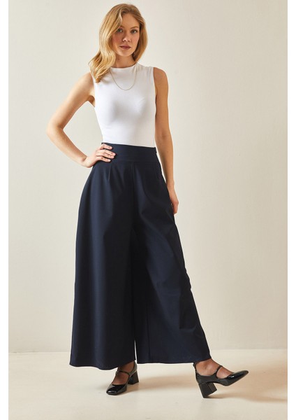 Lacivert Pens Dikişli Bol Paça Pantolon 5YXK5-48245-14 modelleri