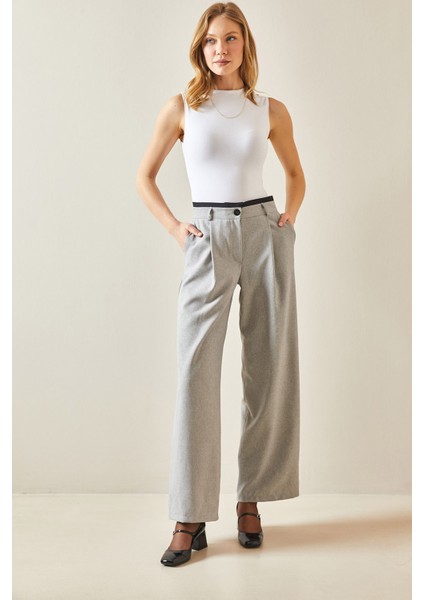 Gri Pile Detaylı Bol Paça Pantolon 5YXK5-48244-03 fiyatları