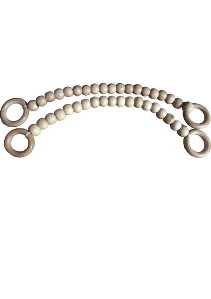 Ahşap Boncuklu Çanta Sapı 38 cm (1 Takım)